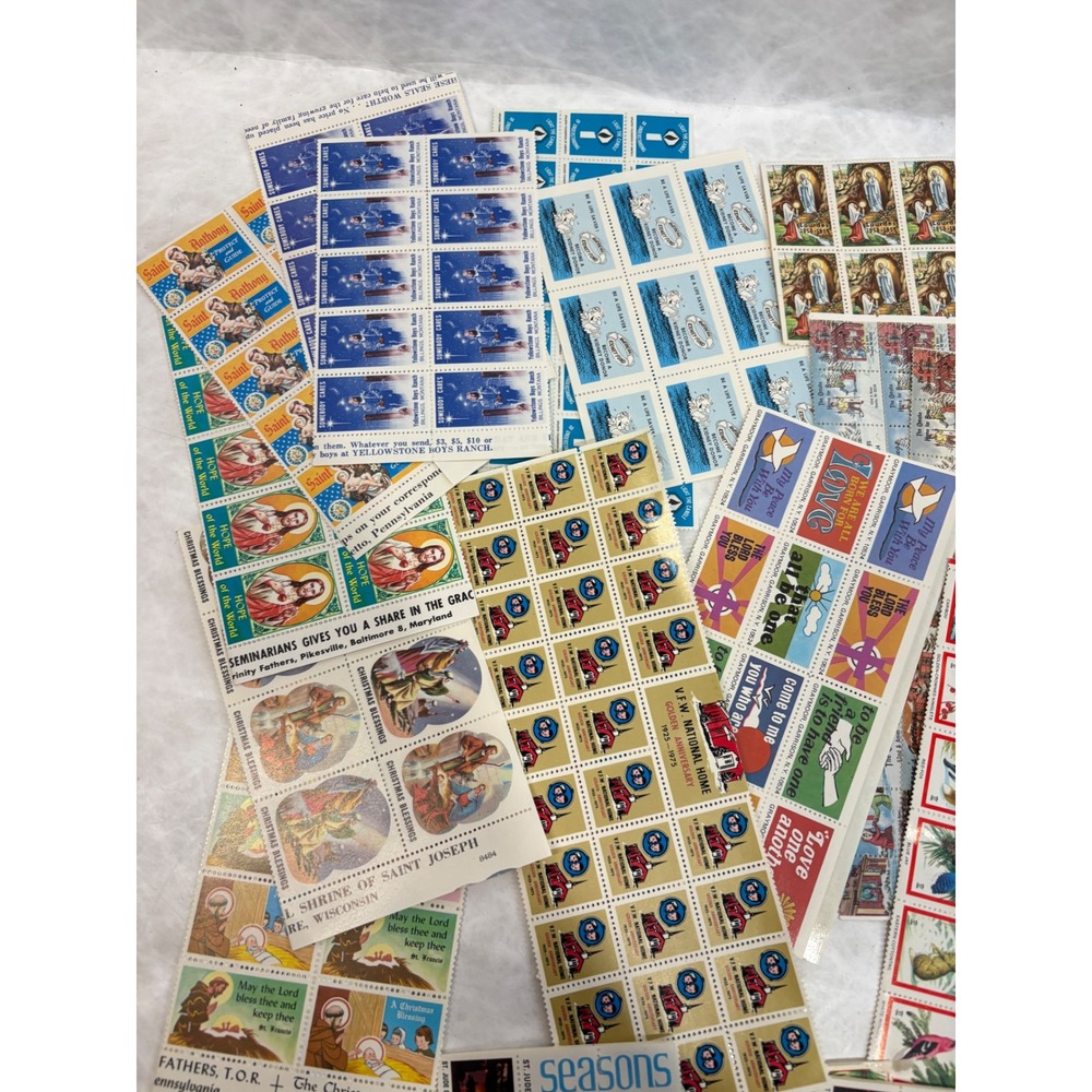 Vintage Christmas Seals Boys Town Charity Stamp Sheets Lot 100+ American Lung - Picture 12 of 16